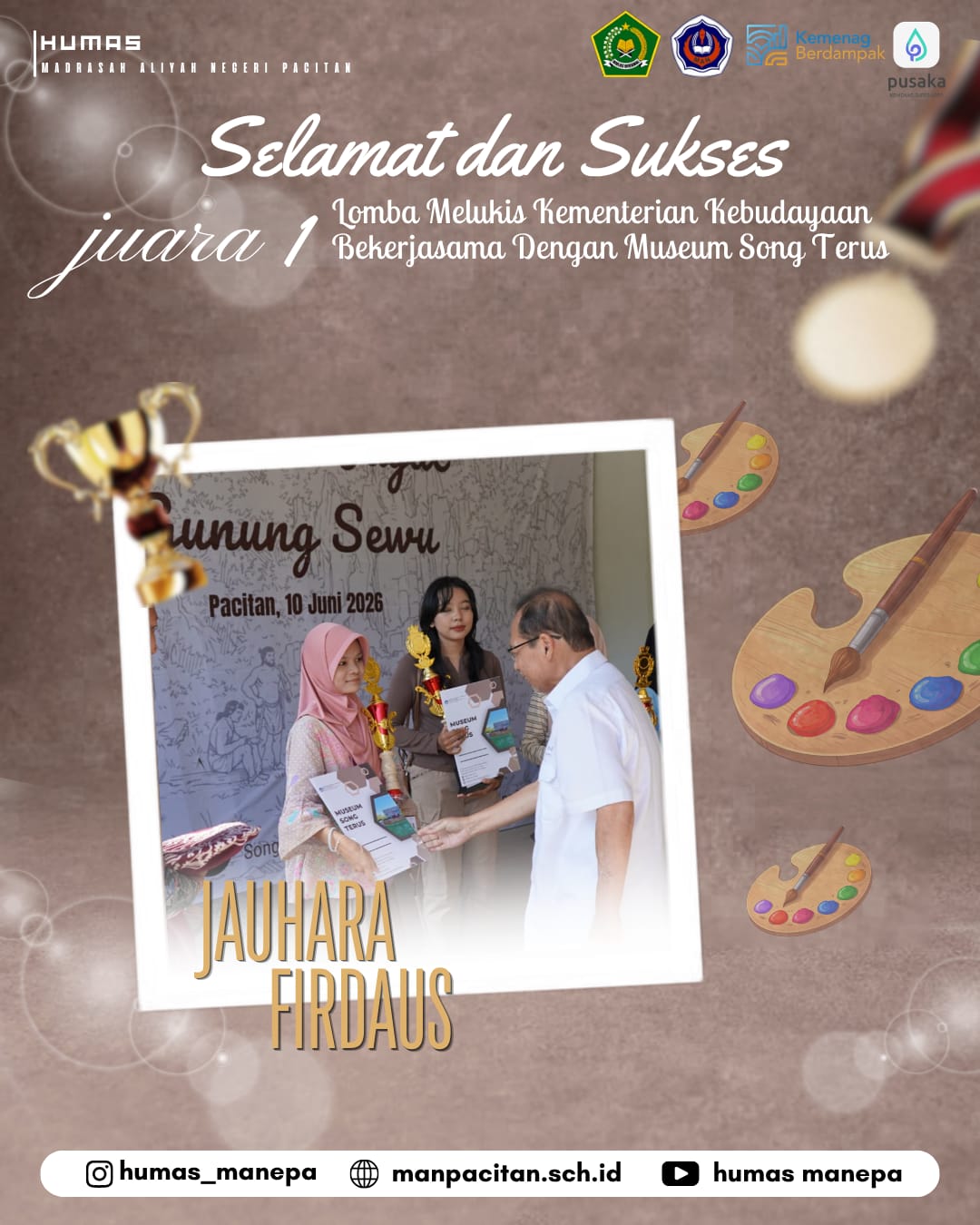 Humas MANEPA || Siswi MAN Pacitan Raih Juara 1 Lomba Melukis Tingkat Nasional