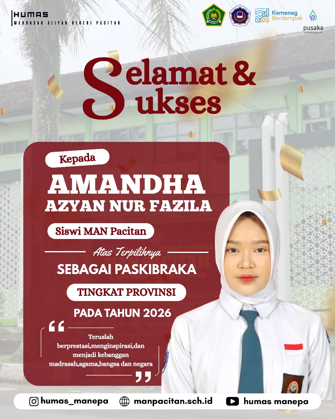 Humas MANEPA || Siswi MAN Pacitan Terpilih Sebagai Paskibraka Tingkat Provinsi Tahun 2026