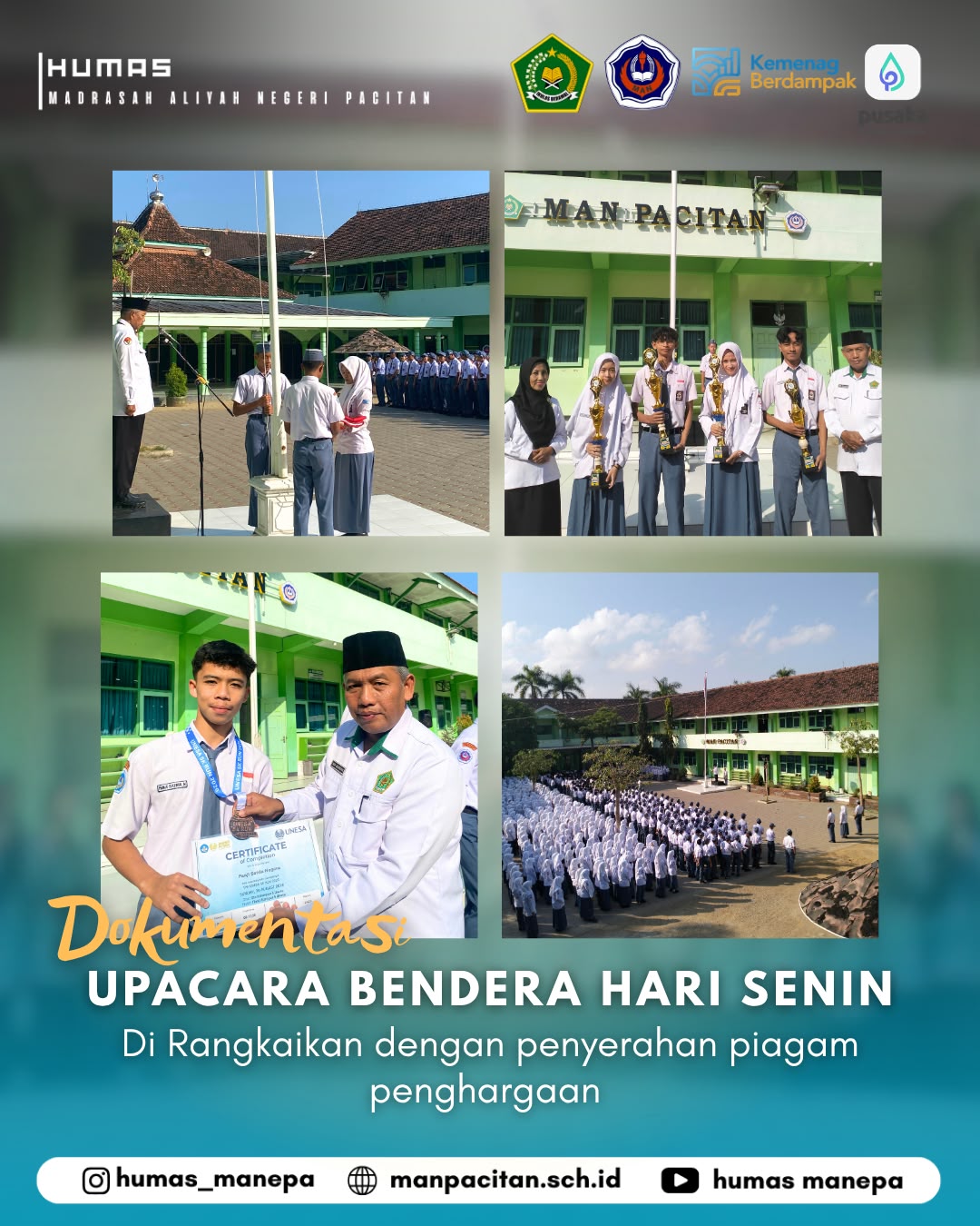 Humas MANEPA || Upacara Bendera MAN Pacitan Dirangkaikan dengan Penyerahan Piagam Penghargaan
